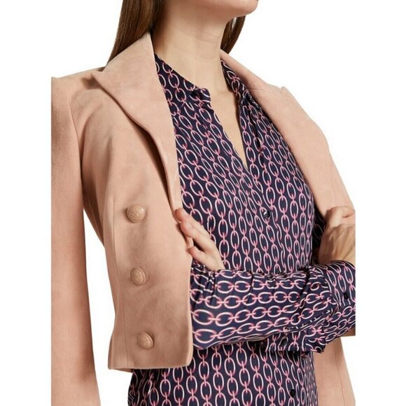 💕L'AGENCE💕 Raelynn Dress ~ Dark Dusty Pink & Midnight Tone Chain Print Medium - Picture 8 of 16